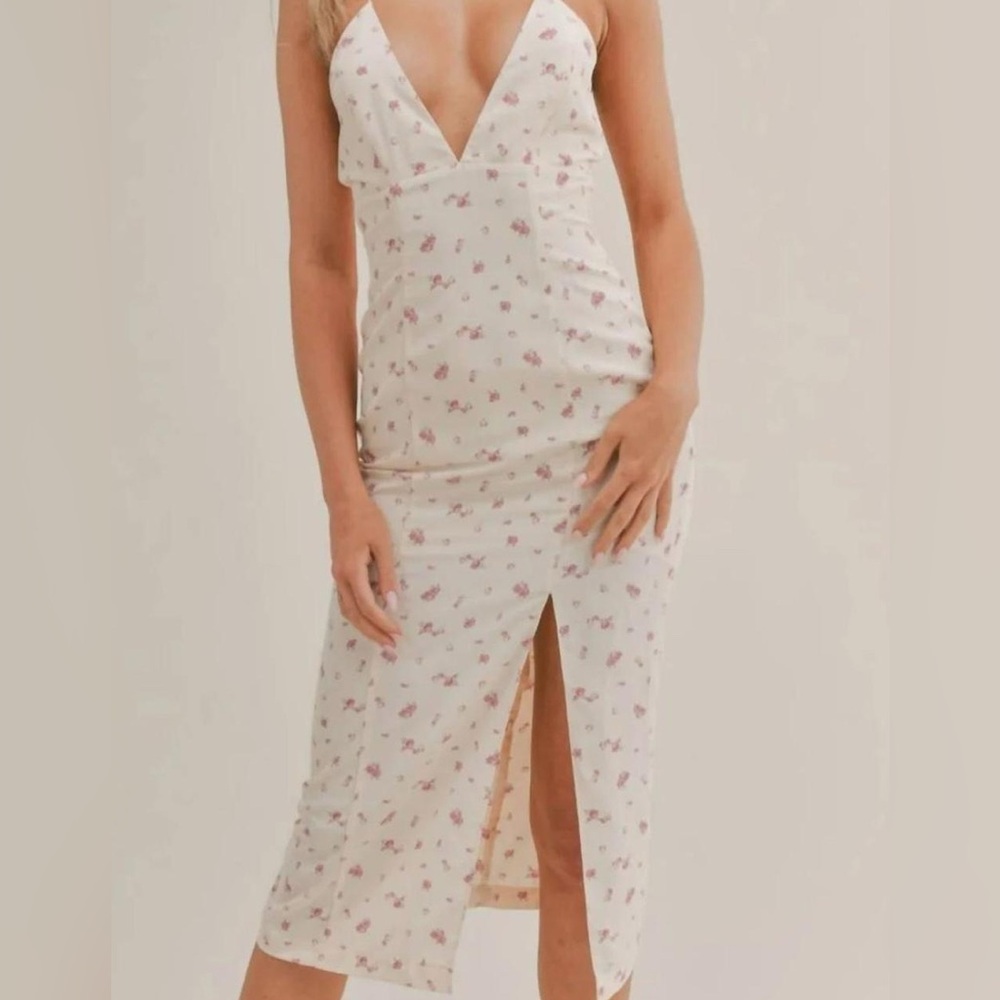Sage Cream and Pink Floral Dress